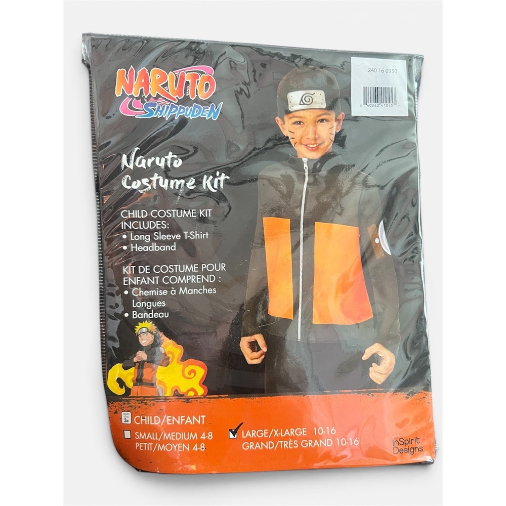 Naruto Shippuden Costume Kit Kids Large XL 10-16 Shirt Headband InSpirit Designs